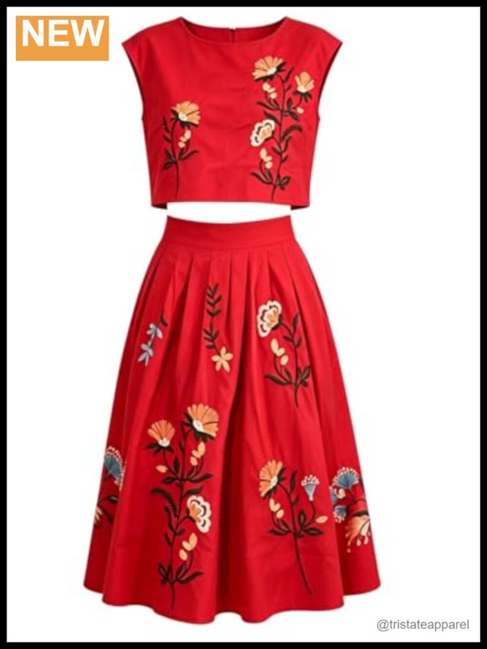 Sleeveless Floral Embroidered Dress Set Cotton Blend Boho Women